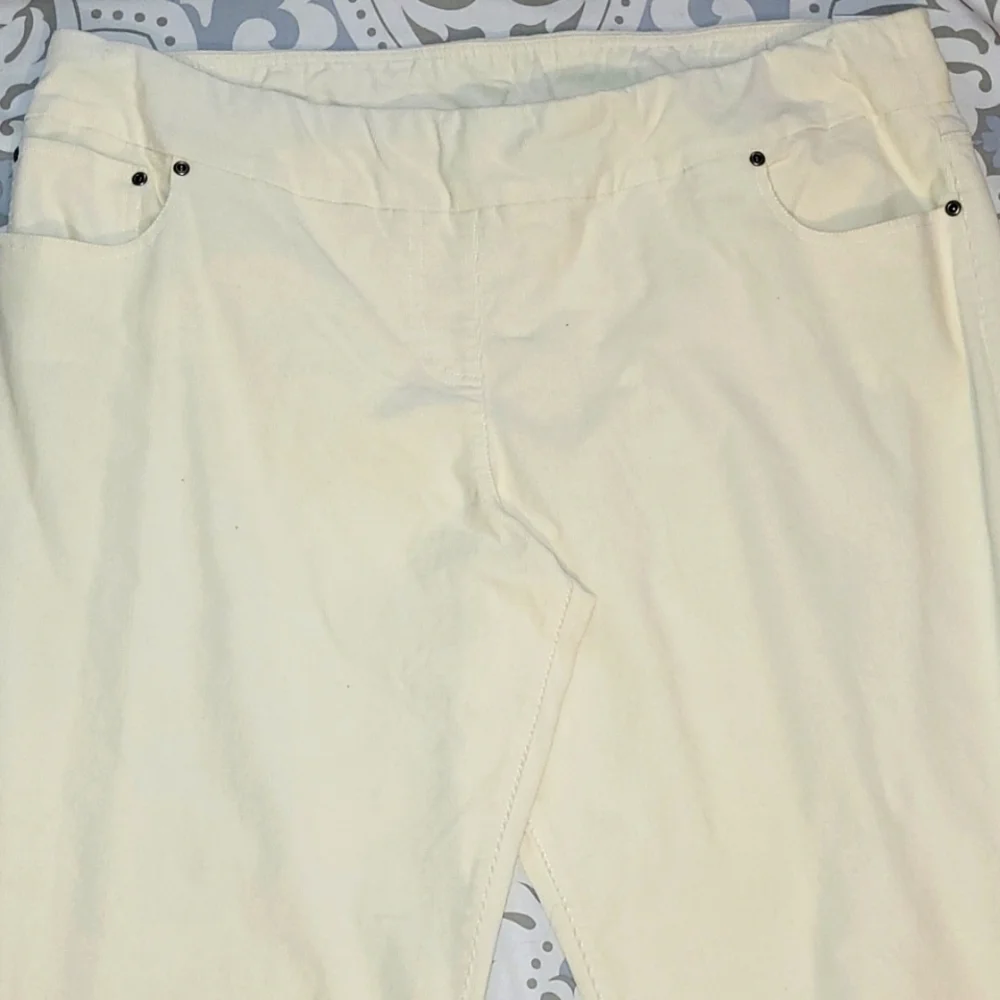 Slimsation Pants NWT 22W Cream Corduroy Straight Leg Stretch Tummy Control Fall